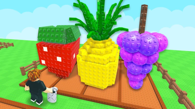 ภาพตัวอย่างผลไม้ที่ปลูกในเกม Grow A Garden 2 จากหน้า Roblox