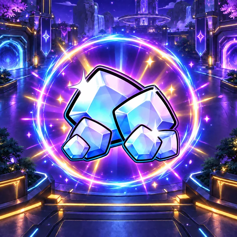 1,250 GEMS — Anime Vanguards บนฉากลานนีออนพร้อมวงแสง