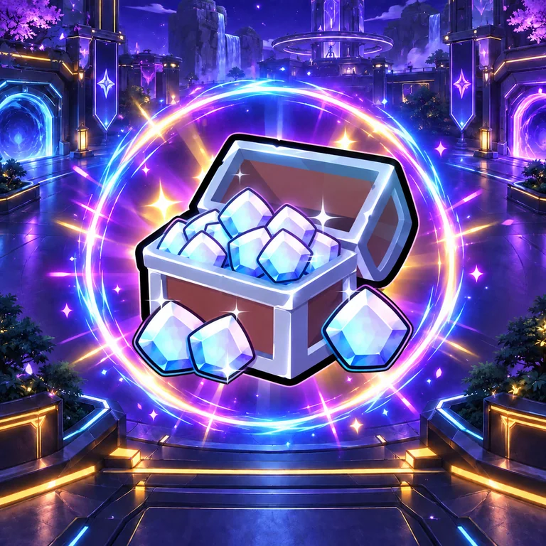 6,000 GEMS — Anime Vanguards บนฉากลานนีออนพร้อมวงแสง