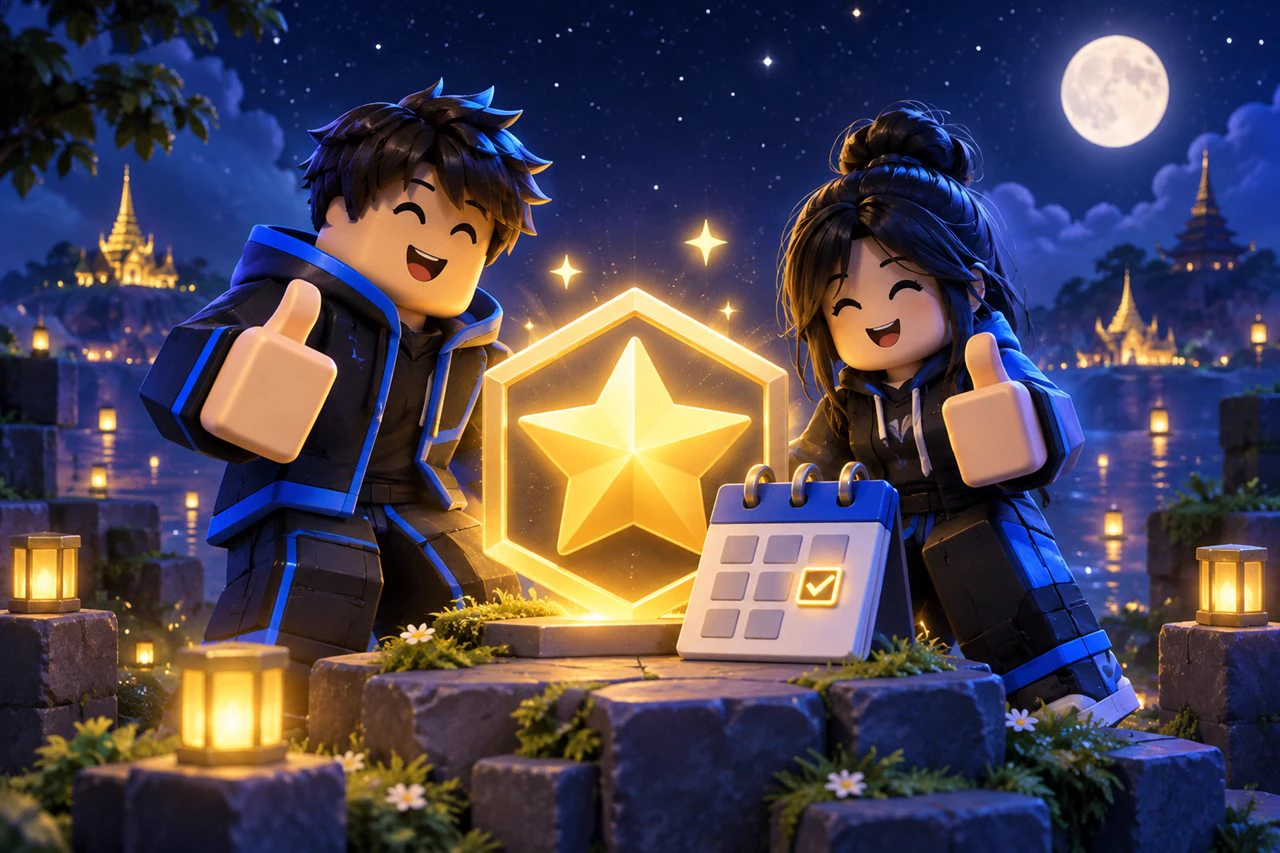 ภาพประกอบทีมแนวเกมบล็อกยืนยันคิวด้วยสัญลักษณ์ดาวและปฏิทิน